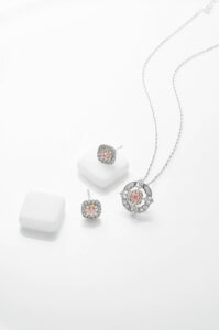 PtK18PGピンクダイヤモンドピアス/PtK18PGピンクダイヤモンドペンダントネックレス