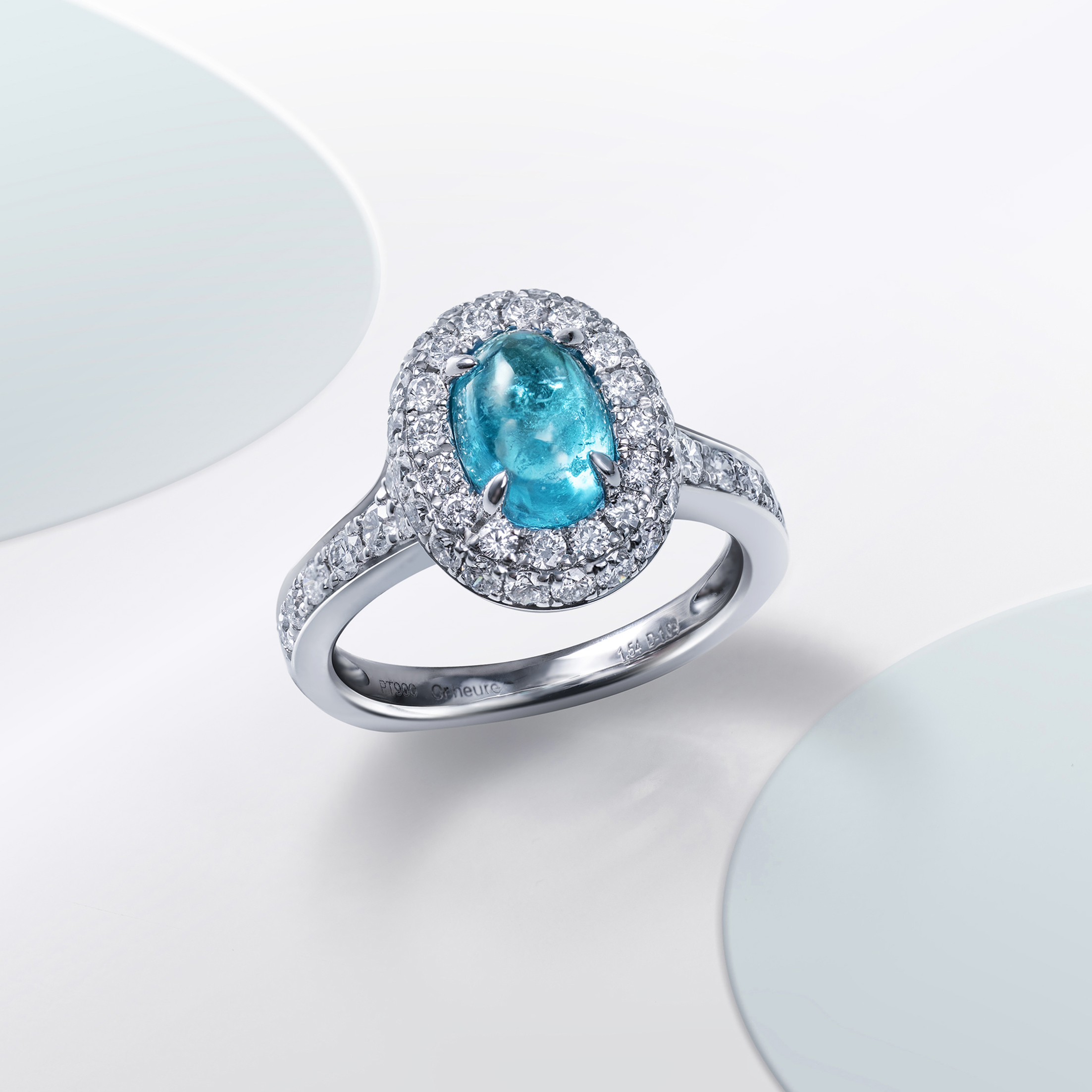 Pt製　パライバトルマリンダイヤモンドリング　P.T=1.54ct　D=1.04ct