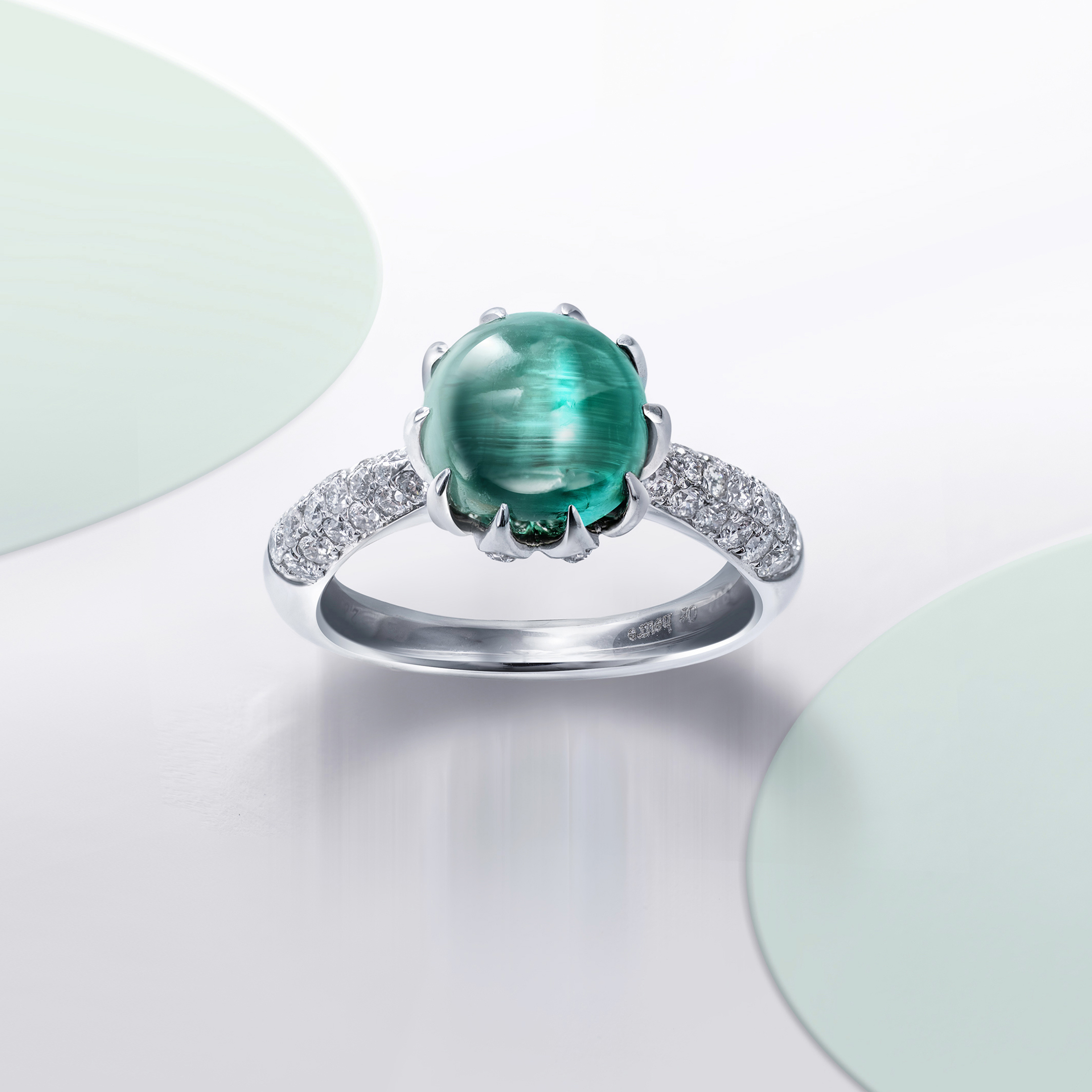 Pt製　トルマリンキャッツアイダイヤモンドリング　T=2.85ct　D=0.56ct